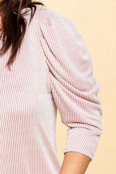 Get as stylish and cozy as can be with the We Just Want To Top. With a flattering fit and a unique vertical ribbed pattern, this knit top will have you feeling fashionable no matter what the day brings. The pin tack sleeve detail adds an extra touch of style, so you look your best while being super comfy in this 3/4 sleeve top. Whether heading to brunch with friends or running errands around town, this tunic will never let your fashion game down. 56% Rayon, 42% Polyester, 2% Spandex Made In the Rachel Clark, Chic Blouses, Tres Chic, Gift Boutique, Cute Pins, Look Your Best, Sleeve Detail, Fashion Games, Running Errands