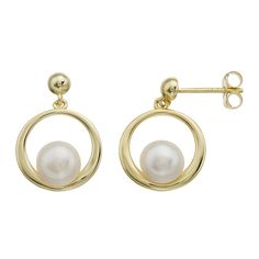 Add some class to your jewelry collection with these gold plated earrings. Adorned with beautiful freshwater pearls, these earrings add a unique and sophisticated touch to any outfit. Click on this JEWELRY & WATCHES GUIDE to learn about fit, styles, materials and more! Add some class to your jewelry collection with these gold plated earrings. Adorned with beautiful freshwater pearls, these earrings add a unique and sophisticated touch to any outfit. Click on this JEWELRY & WATCHES GUIDE to learn Pearl Details, Gold Plated Earrings, Fresh Water, Freshwater Pearls, Jewelry Earrings Dangle, Gold Metal, Jewelry Collection, Jewelry Watches, Gold Tones