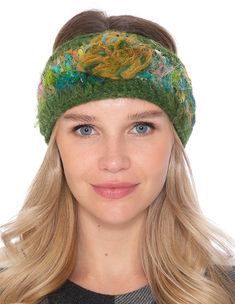 Note: This one-of-a-kind item is handcrafted. Actual colors may be different than shown. 70% Wool, 30% Recycled Silk Exterior; 100% Polyester Interior Hand Wash, Line Dry Made in Nepal Turban Headbands, Be Different, Hair Accessories Headbands, Nepal, Art Collection, Recycling, Bathing Beauties, Hand Wash, Hair Accessories