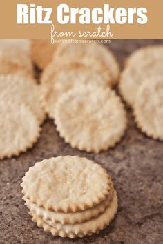 small crackers are arranged on a granite surface