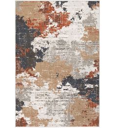 an abstract rug with various colors and shapes