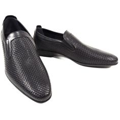 Imported Rubber Sole Soft Leather Upper. Leather Lining. Made In Italy. Modern Black Slip-ons With Leather Lining, Black Textured Sole Slip-ons For Business Casual, Designer Formal Slip-ons With Textured Sole, Black Business Slip-ons With Textured Sole, Luxury Slip-on Dress Shoes With Textured Sole, Luxury Black Slip-on Moccasins, Elegant Leather Slip-ons With Textured Sole, Black Dress Shoes With Textured Sole For Business Casual, Black Leather Slip-on Shoes With Textured Sole