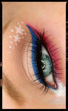 Makeup Patriotic Makeup Eye, Red White And Blue Makeup, White And Blue Makeup, Blue Makeup Looks, Cute Eye Makeup