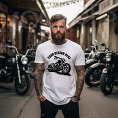 Biker T-shirt With Sublimation Print, White Short Sleeve T-shirt For Motorcycling, Biker T-shirt With Sublimation Print For Biker Events, Sublimation Print Biker T-shirt With Crew Neck, Sublimation Print Short Sleeve T-shirt For Motorcycling, Biker Style Crew Neck T-shirt With Sublimation Print, Biker Style T-shirt With Sublimation Print For Biker Events, White Sublimation Print T-shirt For Biker Events, Biker Style Crew Neck T-shirt With Custom Print