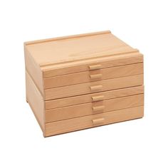 a small wooden box with four drawers