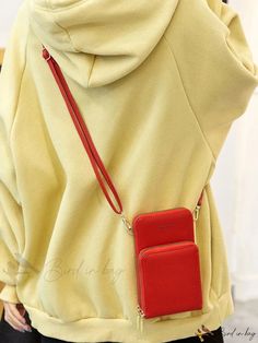 Bird in Bag - Patterned Zipper Closure Touchscreen Phone Casual Red Portable Phone Bag, Red Casual Phone Bag, Red Pattern, Bird In Bag, Save The Planet, Leather Coat, Touch Screen, Free Gifts, Pu Leather