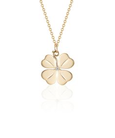 Medium Four Leaf Clover Pendant, Diamond Yellow Gold Sterling Silver Diamond Necklace With Flower Pendant, Yellow Gold Diamond Necklace With Large Pendant For Gift, Fine Jewelry Diamond Necklace With Large Pendant As Gift, Yellow Gold Diamond Necklace With Large Pendant, Luxury Yellow Gold Necklace For Good Luck, Yellow Gold Pendant Charm Necklaces With Diamond Accents, Yellow Gold Pendant Charm Necklace With Diamond Accents, Yellow Gold Diamond Pendant Charm Necklaces, Yellow Gold Good Luck Pendant Necklace