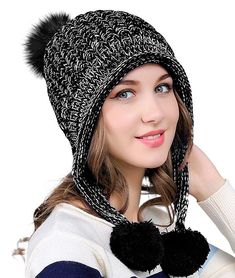 PRICES MAY VARY. Material: Winter pom pom Hats for women is made of acrylic fabric & fleece lining; Skin-friendly; Comfortable & warm in cold weather days. Size: Stretchy for a cozy fit with head circumference: 22.04"-22.83"/(56CM-58CM); fashion lady/adult/teen girls/Women winter beanie hat with ear flaps. Feature: Stylish mixed color design with lovely fluffy top pom; Warm fleece fur lined ear cap; Detail ear flaps pom beanie; Looks fashion and cute. Occassion: Earflap fleece hat can keep your Cute Winter Hats, Earflap Beanie, Rainy Day Fashion, Pom Pom Beanie Hat, Beanie Hats For Women, Fleece Hat, Winter Knit Hats, Slouch Beanie, Winter Hats Beanie