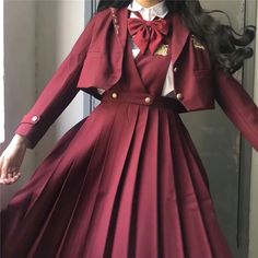 Product show Material: PolyesterItem Type: SetsModel Number: 100% brand newUsage: School UniformsGender: WOMENFabric Type: BroadclothSleeve length: Long sleeveWaist: Middle waistSkirt: Pleated dressColor: Red Elegant Uniform School, Red Dress Shirt, Uniform For School, Casual Uniform, School Uniform Design Ideas, School Dress Uniform, Royal School Uniform, Red Uniform, Magical School Uniform