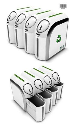 there are four different types of air purificaters in this set, one is white and the other is green