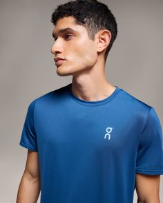 Go back to basics with this lightweight and versatile tee. Designed for the everyday runner's wardrobe | On Men's Core-T Short-Sleeve Shirt in Denim, Size: XL. Lightweight, versatile, running Road Running. Performance Running | Recycled Polyester Relaxed Fit Short Sleeve T-shirt For Running, Casual Breathable Blue T-shirt, Short Sleeve Relaxed Fit T-shirt For Running, Go-dry Relaxed Fit T-shirt For Running, Relaxed Fit Go-dry T-shirt For Running, Casual Go-dry Top For Running, Casual Crew Neck T-shirt For Running, Breathable Running T-shirt With Relaxed Fit, Casual Moisture-wicking Activewear For Running Errands