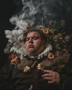 High-resolution studio photo of a young plus-sized man in a Catholic outfit with a smoking thurible, decorated with flowers, crying and screaming The post Plus-Sized Man in Catholic Outfit appeared first on The Candie | Inspirational Digital Art by The Candie. Beauty Shots, Studio Photo, Gifts For Adults, Dark Backgrounds, Dark Colors, Photo Studio