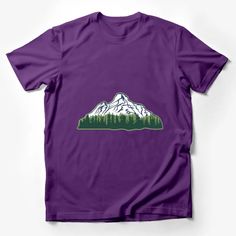 Mountain and Forest Scenic View T-Shirt, Outdoor Nature Lover Tee, Hiking Camping Apparel, Unisex Graphic Shirt Male T-Shirt Custom graphic T-Shirt.Customize your color Casual Purple T-shirt With Sublimation Print, Pre-shrunk Crew Neck Tops For Outdoor Activities, Purple Crew Neck Shirt With Screen Print, Mountain And Forest, Scenic View, Camping Outfits, Graphic Shirt, Male T Shirt, Scenic Views