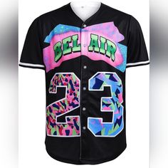 Unisex Bel Air #23 Baseball Jersey, 90's City Theme Party Clothing, Hip Hop Fashion Button Up Short Sleeve Shirt Suitable For Birthday Parties. Retro Xxl New Without Tags City Theme, Baseball Jersey, Baseball Jerseys, Hip Hop Fashion, Bel Air, Theme Party, Party Outfit, Short Sleeve Shirt, Party Themes