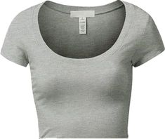 Fitted Plain T-shirt For Summer, Basic Fitted Gray T-shirt, Casual Fitted Cropped T-shirt With Scoop Neck, Fitted Casual Cropped T-shirt With Scoop Neck, Fitted Short Sleeve Basic T-shirt, Trendy Cotton Scoop Neck T-shirt, Gray Fitted Crew Neck T-shirt, Casual Cropped T-shirt With Scoop Neck For Spring, Trendy Gray Short Sleeve Tops