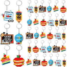 PRICES MAY VARY. 36 Pieces for Replacement: you will receive 36 pieces of teacher thank you keychains in bulk in 6 different styles, 6 pieces for each style; The sufficient quantity and rich styles can cover your needs for ornaments, replacement and sharing Quality Material Selection: made of silicone material, our teacher keychain is sturdy and solid, well printed and cut, reliable and safe, strong enough against breakage, fading, fracture and cracking, serving you for a long time use 6 Designs Bulk Teacher Appreciation Gifts, Bulk Teacher Gifts, Christmas Teacher Gift, Teacher Keychain, Teacher Accessories, Teachers Day Gifts, Happy Teachers Day, Teacher Thank You, Teacher Christmas Gifts