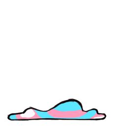 a drawing of a pink and blue object on a white background