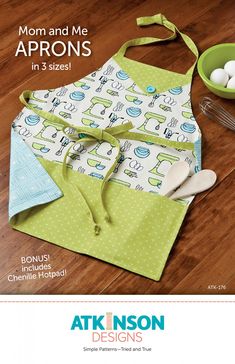 Mom & Me Aprons Pattern ATK176 Child Apron Pattern, Apron Tutorial, Toddler Apron, Apron Sewing Pattern, Mom And Me, Cute Aprons, Baking Cookies, Sewing Aprons, Design Mom