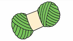 a green ball of yarn with a white strip on the end is shown in this drawing