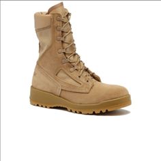 Size: 5d New, In The Box, With Tags! The Belleville 340 Des Is The First U.S. Army Approved Hot Weather Flight And Combat Vehicle Boot. It Features A Boot Upper Made Of Fire-Resistant Nomex Fabric That Is Designed To Perform In Extremely Hot Temperatures, Providing Maximum Protection When You're In The Fight. Tan Combat Boots, Belleville Boots, Army Boots, Steel Toe Boots, Weather Boots, Tactical Boots, Combat Boot, Safety Boots, Military Boots