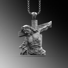 Jesus Crucifix Necklace, Christ Jesus Cross Pendant Religious Men Pendant Silver Christian Accessory Men Catholic Pendant Jesus Husband Gift T his expertly crafted Silver Crucifix Jesus Christ Necklace casts a spell of captivation on all those who wear it! A bold piece for anyone who loves Mythical Jewelry . Buy for yourself or give it as a gift for that special someone in your life! ★Item Details ◆ Material : 925K Sterling Silver ◆ Pendant Height : 1.25 inch x 3.2 cm ◆ Bail Height : 0.39 inch x 1 cm ◆ Bail With : Suitable for up to  0.118 inch x 3.00 mm Chain ◆ Rolo Chain Thickness : 0.059 inch x 1.5 mm | Foxtail Chain Thickness : 0.078 inch x 2 mm ◆ Pendant Weight : 19 Grams ◆ Rolo Chain Weight : 18 Inches - (45cm) = 4.50 Gr 20 Inches - (50cm) = 5Gr 22 Inches - (55cm) = 5.50 Gr 24 Inches Mythical Jewelry, Accessory Men, Christian Accessories, Men Pendant, Jewelry Cross, Crucifix Necklace, Jesus Cross, Jesus Christus, Personalized Pendant