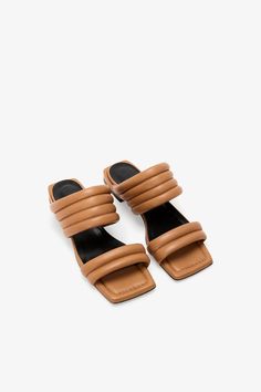 Caramel Tan Leather Square Toe Slides - Korin Sandals | Marcella Women Slides, Mule Sandals, Work Week, Key Lime, The A Team, Health Insurance, Slide Sandals, Black Sandals, Italian Leather