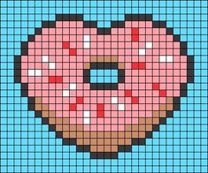 a pixelated donut with pink icing and sprinkles