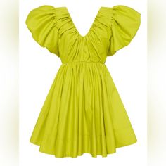 New With Tags, Never Worn. Uk Size 8, Us Size 4. Fit-And-Flare Silhouette With Exaggerated Tulip Sleeps, Deep Scoop Neck And Back, And Oversized Self-Tie Bow On The Back. Invisible Zipper And Fully Lined. Yellow A-line Mini Dress With Ruffles, Yellow Pleated Mini Dress, Yellow Pleated Dress For Cocktail, Yellow Pleated Dress For Cocktail Occasions, Yellow Pleated Party Mini Dress, Yellow Pleated Mini Dress For Party, Chic Yellow Pleated Mini Dress, Elegant Yellow Pleated Mini Dress, Short Sleeve Yellow Cocktail Dress