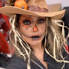 Scary Scarecrow Makeup, Cute Scarecrow Makeup, Halloween Makeup Diy Easy, Disfarces Halloween, Carnaval Make-up, Läskig Halloween