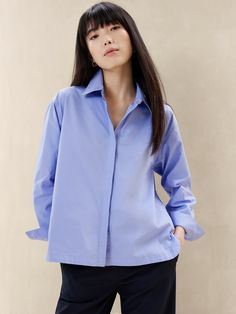 Oversized Cotton Shirt | Banana Republic Factory Banana Republic Factory, Box Pleats, Wardrobe Staples, Cotton Shirt, High & Low, High Low, Banana Republic, Fashion Outfits, Collar