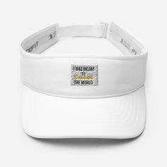 * 97% polyester, 3% spandex * Low-profile * 2 ½″ (5 cm) crown * Matching undervisor * Hook & loop closure with square ring * Head circumference: 22″-23 ⅜″ (56 cm-59 cm) White Fitted Sports Hat, Fitted White Snapback Hat, White Letter Print Visor Hat, White Golf Visor For Summer, White Summer Visor For Sports Events, White Summer Sports Visor, Casual White Golf Visor, Sporty White Visor For Summer, White Sports Hat With Letter Print