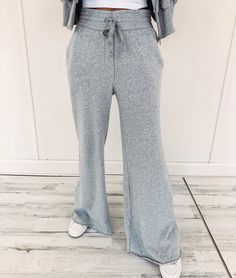 - 60% Cotton, 40% Polyester - True to size - Model is pictured in a size small - Grey color Lounge Pants, Grey Color, Phone Numbers, Gray Color, Lounge, Size Small, Grey, Pants, Color