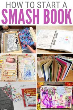 how to start a smash book with pictures and text overlaying the title in pink