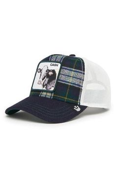 An embroidered patch stands out against the tartan background of this wool-enriched trucker hat built with breathable mesh panels and an adjustable snapback strap. Adjustable snapback strap 60% polyester, 40% wool Hand wash, dry flat Imported Tartan Background, Goorin Bros, Men's Shoes Accessories, Kids Vacation, Oxford Heels, Walker Shoes, Holiday Pajamas, Platform Slippers, Kids Sale