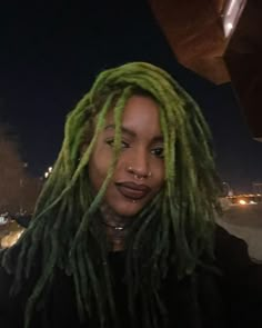 Dyed Roots On Locs, Dark Green Locs, Green Hair Black Women, Green Black Hair, Green Locs, Loc Colors, I Carry Your Heart, Short Locs Hairstyles, Nobody Knows