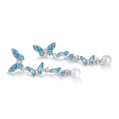 BOGO 40% OFF (Code: H40) Elegant Butterfly Earrings For Formal Occasions, Elegant White Gold Earrings With Butterfly Charm, Elegant Butterfly Charm Earrings, Elegant White Earrings With Butterfly Charm, Elegant White Butterfly Charm Earrings, Elegant Dangle Earrings With Butterfly Charm, Elegant Butterfly Jewelry For Evening, Sterling Silver Drop Earrings, Butterfly Earrings