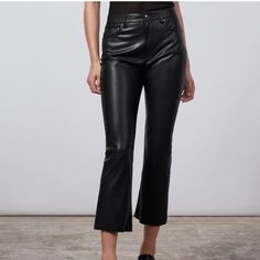 Zara Cropped Faux Leather Pants. High Rise. New With Tags. Size 6. Trendy Mid-rise Faux Leather Bottoms, Chic Mid-rise Faux Leather Pants, Sleek Mid-rise Leather Pants For Fall, Mid-rise Leather Pants For Night Out, Edgy Faux Leather Bottoms For Spring, High Rise Faux Leather Bottoms For Spring, Spring High Rise Faux Leather Bottoms, Wide Leg Faux Leather Bottoms For Night Out, Edgy Wide Leg Faux Leather Bottoms