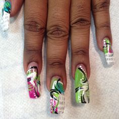 Newsprint and design! Blk Nails, Hollywood Nails, Finger Paints, Colored Acrylic