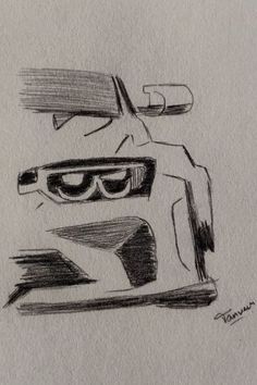 a drawing of a car with glasses on it