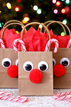 Need a gift bag for your holiday gifts? Make these adorable Reindeer Gift bags in a matter of minutes with this fun and simple tutorial. Reindeer Gift Bags, Making Snowflakes, Joululahjat Diy, Reindeer Gifts, Fun Christmas Crafts, Christmas Classroom, Homemade Christmas Gifts, Christmas Crafts For Kids, Christmas Gift Ideas