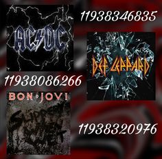 four different styles of metal font and numbers on a black background with red swirls