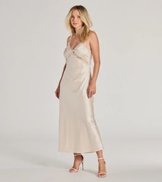 Fit & FeaturesSilky woven satin fabricationSleeveless v-neckline with lace trim Adjustable spaghetti strapsLong length hemRuns true to size Chic V-neck Slip Dress For Wedding Night, Cream V-neck Slip Dress For Party, V-neck Modal Satin Slip Dress For Date Night, Modal Satin V-neck Slip Dress For Date Night, Elegant Beige V-neck Slip Dress, V-neck Modal Satin Dress For Date Night, Summer V-neck Modal Satin Dress, Elegant V-neck Slip Dress With Satin Finish, V-neck Satin Dress For Wedding Night