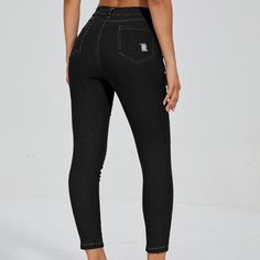 These jeans are the holy grail of denim and the epitome of trendy meets comfort! These have a relaxed fit! That is one of our favorite cuts here because it flatters ALL figures, is one of the trendiest styles, and is so comfortable! We loveeeee a good pair of tummy-control jeans PLUS they have butt-lifting technology! The pockets have some magic in them as the way they're placed and shaped will make even the flattest booty look perky! Should we talk about that gorgeous wash!? Goodness! The dark Black High Waist Relaxed Fit Cropped Jeans, High Rise Black Cropped Cotton Jeans, High Rise Black Cropped Jeans, Fitted Black Cropped Jeans For Spring, Spring Fitted Black Cropped Jeans, Black Fitted Cropped Jeans For Spring, Trendy Black Cropped Cotton Jeans, Spring Black Fitted Cropped Jeans, Black High Rise Cropped Denim Jeans