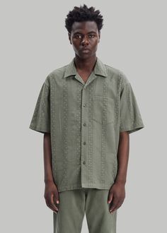 Samsøe & Samsøe Emerson Shirt - Beetle Relaxed Fit Camp Shirt With Patch Pockets, Khaki Camp Shirt With Relaxed Fit And Camp Collar, Khaki Camp Shirt With Relaxed Fit, Vacation Short Sleeve Shirt With Camp Collar And Pockets, Khaki Camp Collar Shirt For Summer, Khaki Cotton Camp Shirt For Summer, Summer Khaki Camp Shirt With Button Closure, Summer Khaki Shirt With Camp Collar, Cotton Camp Shirt With Pockets For Vacation