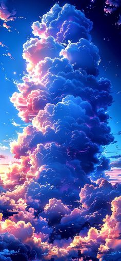 the sky is filled with clouds and bright colors