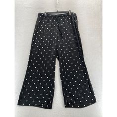 J.Crew Pants Women's Large Pull On Wide Leg Cropped Black Polka Dot Waistband The Item Shown In The Pictures Is The Exact Item You Will Receive. Please See All Pictures For Measurements! Condition Notes: Whether This Item Is New Or Pre-Owned We Encourage You To View All Of The Pictures Provided For Measurements And Or Any Noticeable Flaws. We Suggest You Compare The Measurements To Your Favorite Clothes To Ensure A Great Fit! Casual Wide Leg Polka Dot Pants, Casual Wide-leg Polka Dot Pants, Chic Wide Leg Polka Dot Pants, Casual Polka Dot Wide Leg Pants, Chic Polka Dot Wide Leg Pants, Chic Polka Dot Bottoms With Elastic Waistband, Polka Dot Wide Leg Bottoms With Pockets, Polka Dot Wide Leg Pants With Elastic Waistband, Polka Dot Wide-leg Pants With Elastic Waistband