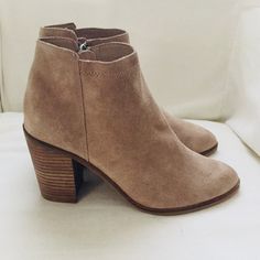 Anthro Dolce Vita Taupe Suede Heeled Ankle Booties 8.5 Brand New Without Box Side Zipper Closure 3.5" Heel Dolce Vita Shoes, Calf Boots, Heel Boots, Mid Calf Boots, Ankle Booties, Mid Calf, Side Zipper, Heeled Boots, New Color