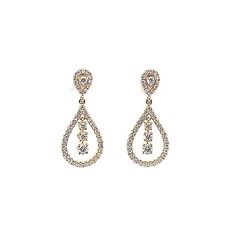 Teardrop Chandelier Earrings With Diamond Accents For Formal Occasions, Formal Teardrop Chandelier Earrings With Diamond Accents, Classic Gold Drop Chandelier Earrings, Formal Pear-shaped Drop Earrings With Matching Set, Formal Teardrop Chandelier Earrings With Elegant Design, Classic Gold Teardrop Diamond Earrings, Elegant Gold Teardrop Diamond Earrings, Gold Drop Chandelier Earrings For Anniversary, Formal Teardrop Pierced Bridal Earrings