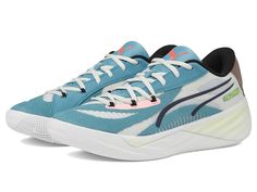 PUMA All-Pro Nitro - Men's Shoes : Bold Blue/Dark Clove/Pro Green/Fire Orchid/Koral Ice : Pick this colorful PUMA All-Pro Nitro footwear for your little one, to let them play or hit the road in style. Round-toe shoes have lace closures and padded collars for a supportive fit. A colorful overlay makes it appealing in look. The shoes are made of textile upper, textile lining, and footbeds. Rubber outsole. Imported. Measurements: Weight: 14 oz Product measurements were taken using size 9, width D - Blue Lace-up Synthetic Canvas Shoes, Blue Breathable Textile Running Shoes, Breathable Multicolor Lace-up Basketball Shoes, Basketball Shoes With Elastic Laces For Light Sports, Blue Textile Sneakers For Light Sports, White Textile Running Shoes With Elastic Laces, Mid-top Sports Canvas Shoes With Laces, Sporty Textile Canvas Shoes With Laces, Blue Breathable Textile Sneakers