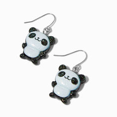 Create a 'beary' cute look with these delightful earrings. The drop earrings have a glittery panda charm on each hook. Claires Earrings, Panda Charm, Piercing Kit, Funky Earrings, Kids Earrings, Fashionable Jewelry, Animal Earrings, Art Drawings For Kids, Jewelry And Accessories